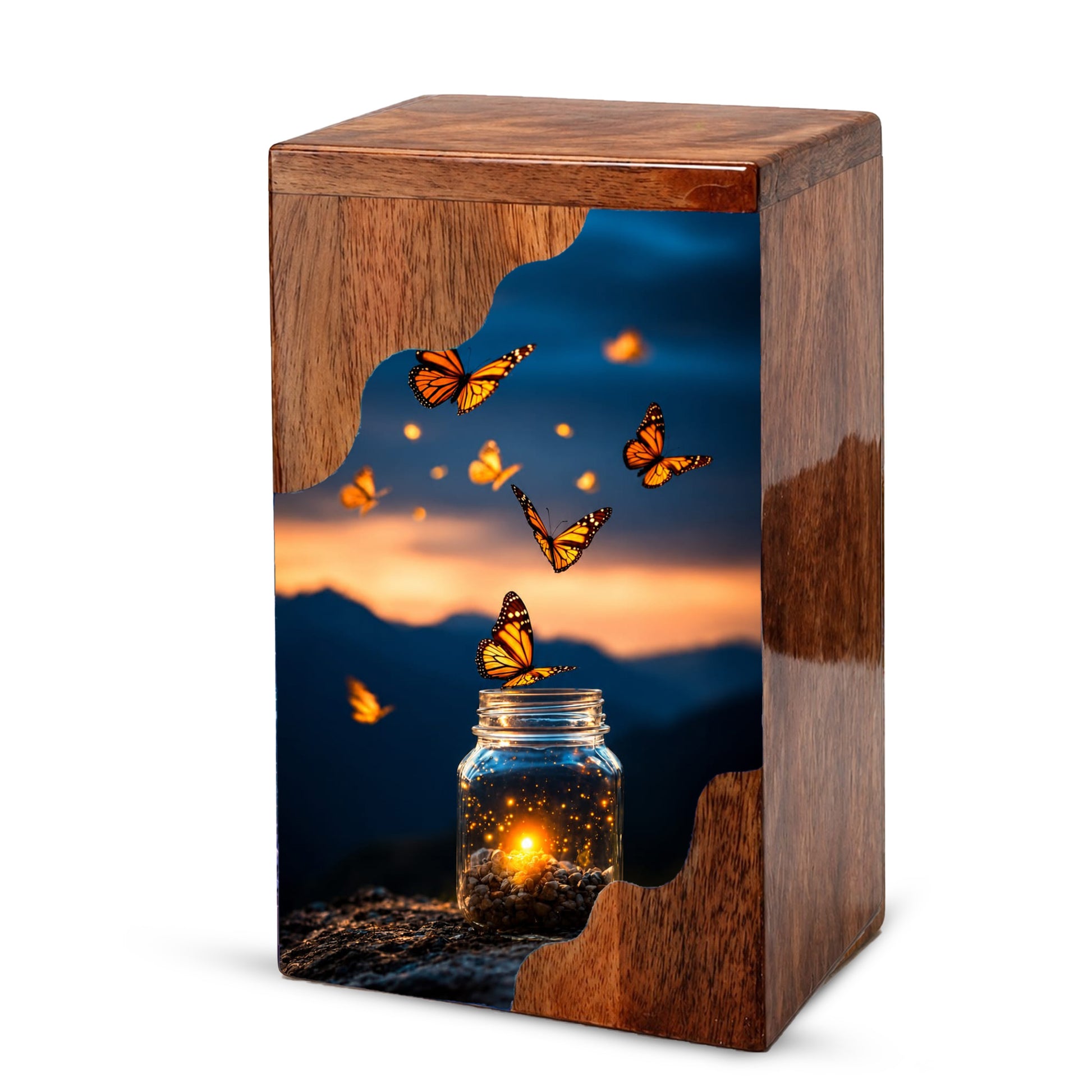 Butterfly Wooden Cremation Urn – Wooden Urn for Human Ashes |