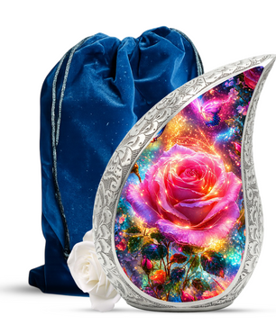 Pink Rose Urn for Mom & Women | Beautiful Floral Cremation Urn for Female Ashes | Mother, Sister & Daughter Memorial