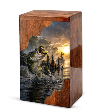 Fishing Cremation Urn – Wooden Urn for Human Ashes | Gone Fishing Memorial Urn