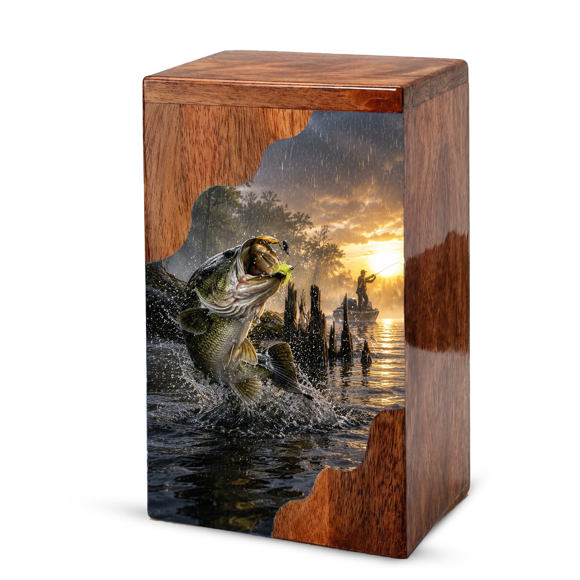 Fishing Cremation Urn – Wooden Urn for Human Ashes | Gone Fishing Memorial Urn