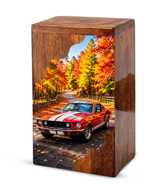 Classic Car Wooden Cremation Urn – Wooden Urn for Human Ashes