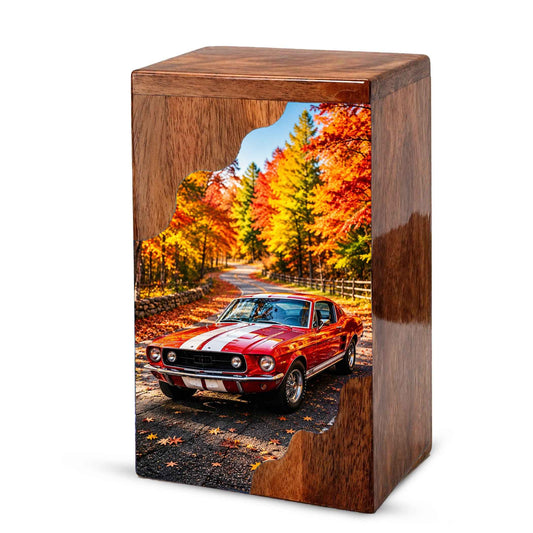 Classic Car Wooden Cremation Urn – Wooden Urn for Human Ashes