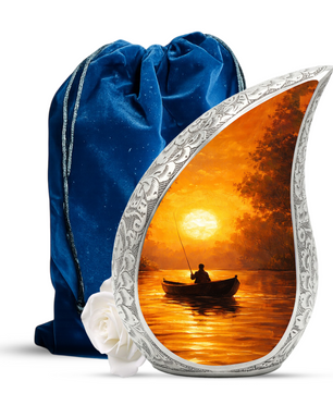 Fishing Sunset Cremation Urn for Dad | Beautiful Fishing Memorial Urn for Male Ashes