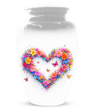 Butterfly Heart Urn for Ashes, Custom Floral Cremation Urn for Mom
