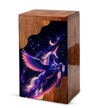 Pegasus Unicorn Wooden Cremation Urn – Wooden Urn for Human Ashes