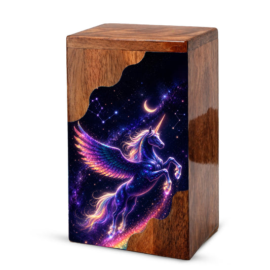 Pegasus Unicorn Wooden Cremation Urn – Wooden Urn for Human Ashes