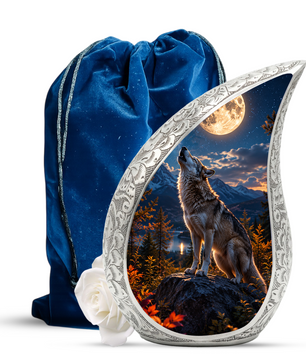 Growling Wolf Urn for Human Ashes | Wolf Adult Cremation Urn | Wolf Adult Urn for Ashes