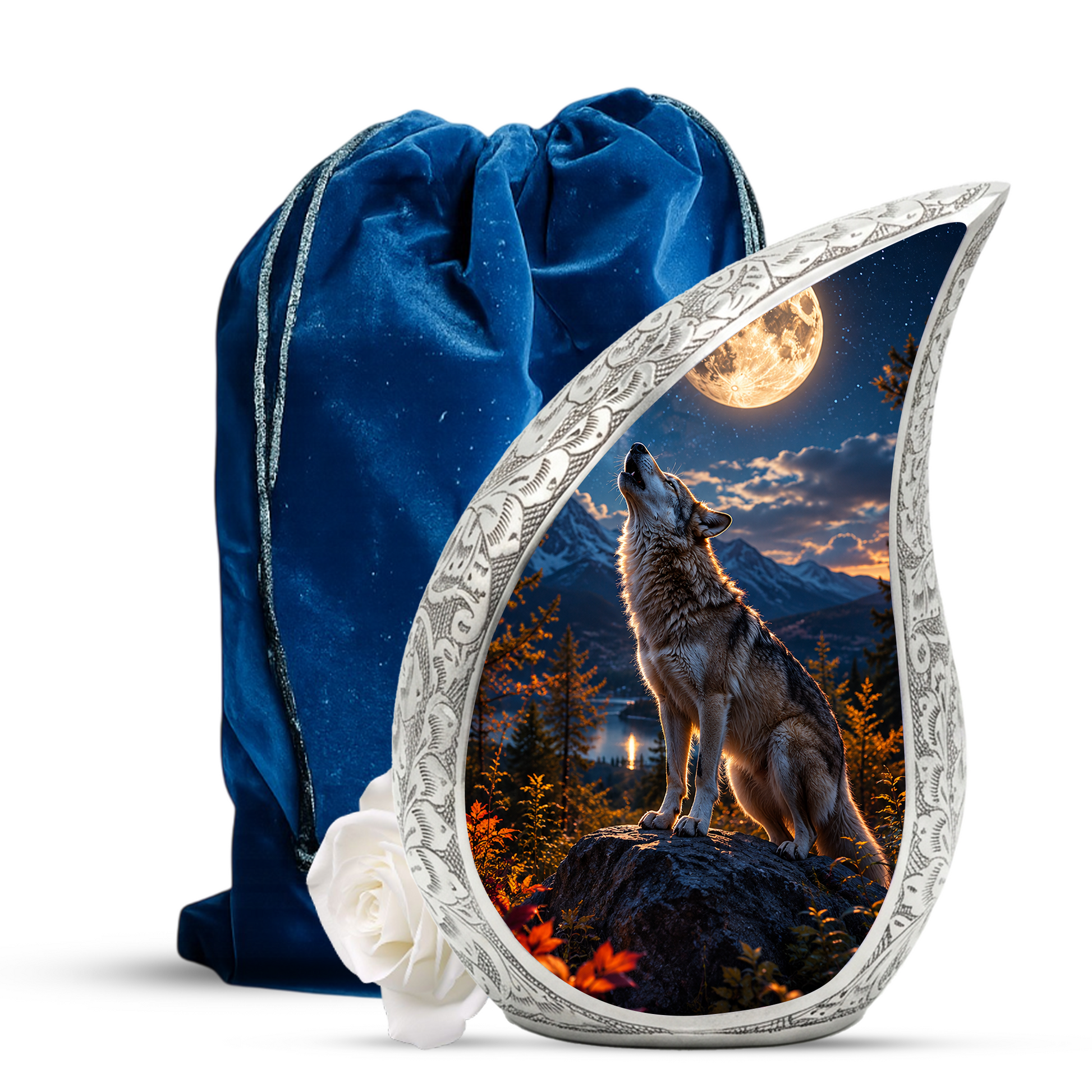 Growling Wolf Urn for Human Ashes | Wolf Adult Cremation Urn | Wolf Adult Urn for Ashes