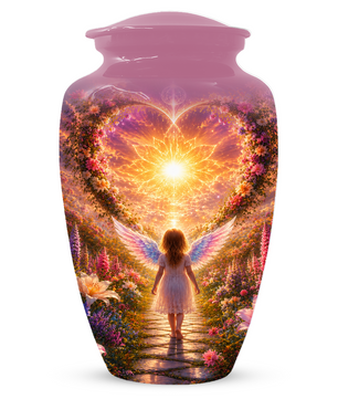 Angel Wing Cremation Urn for Mom - Heavenly Garden memorial urn for Women