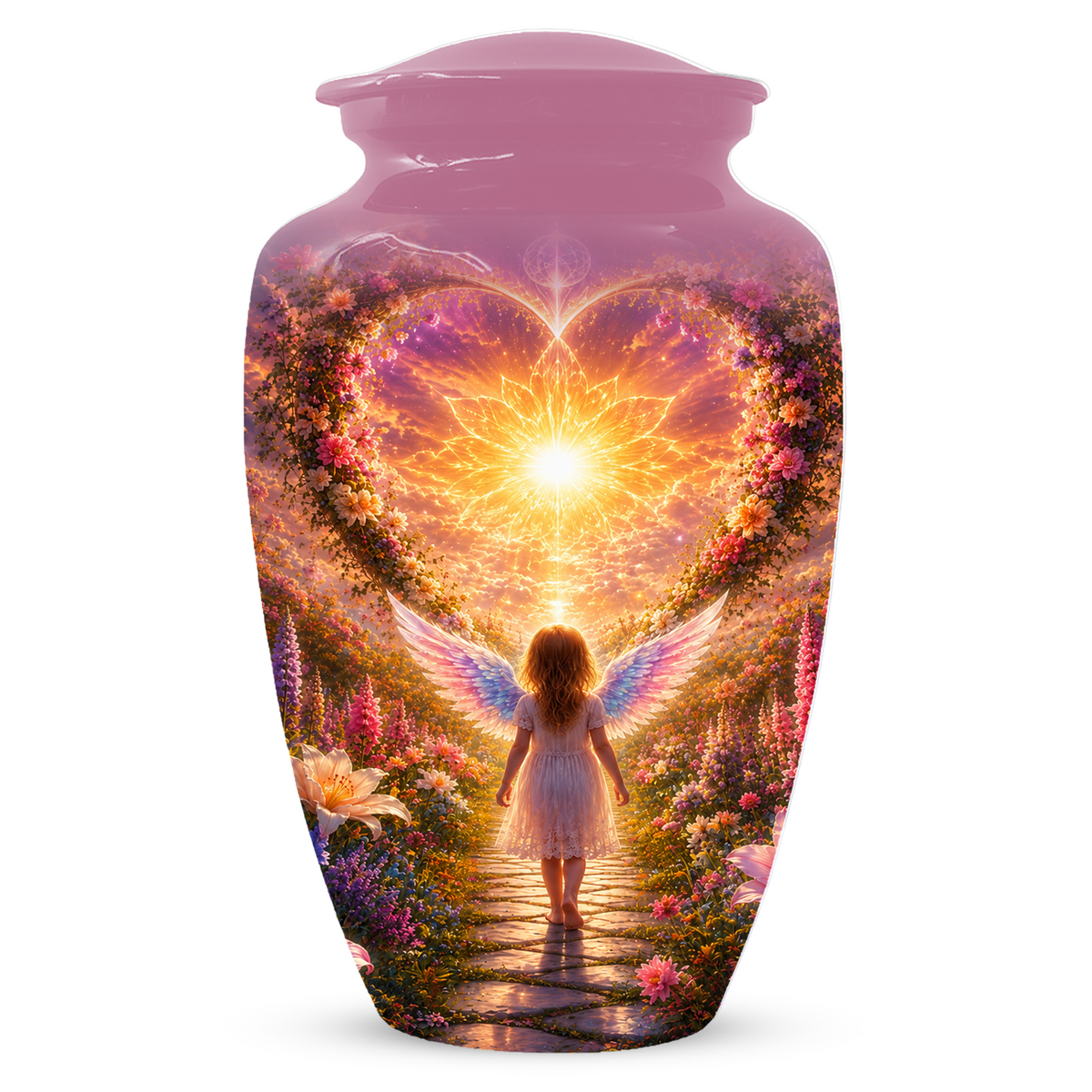 Angel Wing Cremation Urn for Mom - Heavenly Garden memorial urn for Women