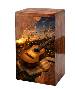 Guitar Wooden Cremation Urn – Music Memorial Urn | Wooden Urn for Human Ashes