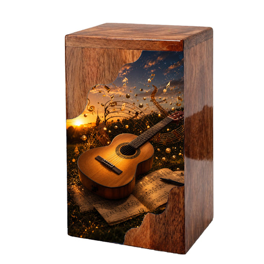 Guitar Wooden Cremation Urn – Music Memorial Urn | Wooden Urn for Human Ashes