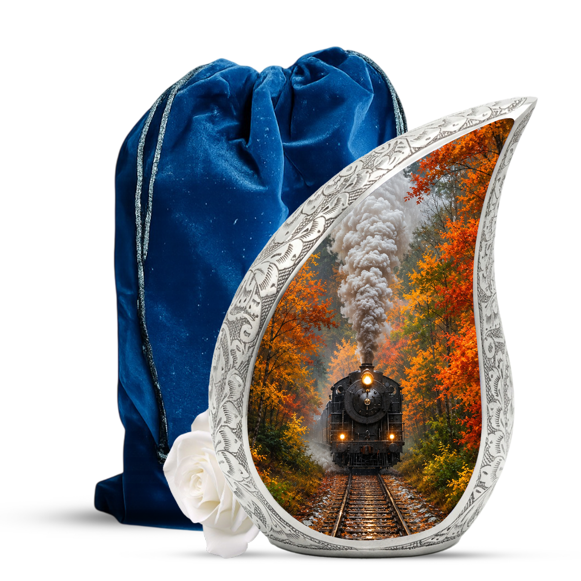 Steam Train Urn for Human Ashes | Vintage Locomotive Adult Cremation Urn