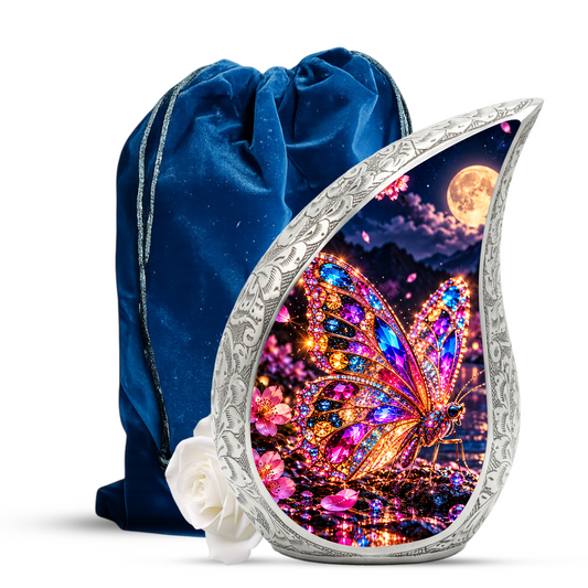 Colorful Butterfly Urn for Ashes, Jeweled Butterfly Cremation Urn