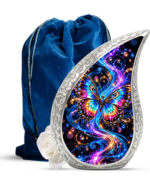 Colorful Butterfly Cremation Urn for Ashes, Rainbow Butterfly Memorial Urn