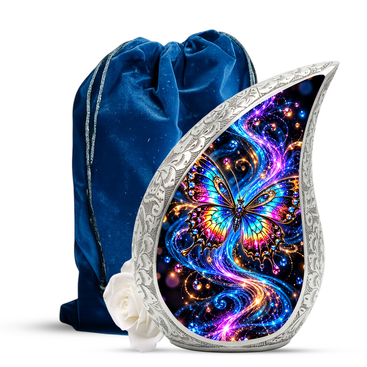 Colorful Butterfly Cremation Urn for Ashes, Rainbow Butterfly Memorial Urn