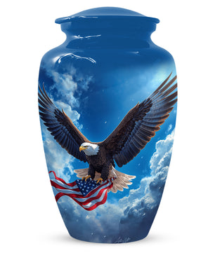 Patriotic Eagle Urn for Human Ashes | Flying Bald Eagle Adult Cremation Urn