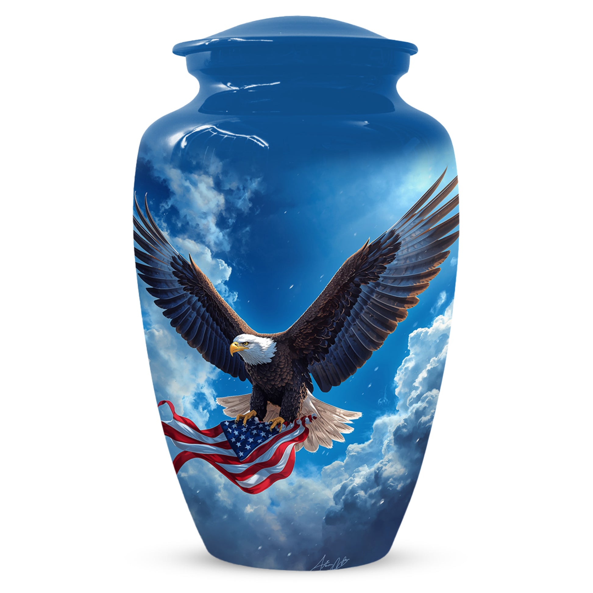 Patriotic Eagle Urn for Human Ashes | Flying Bald Eagle Adult Cremation Urn