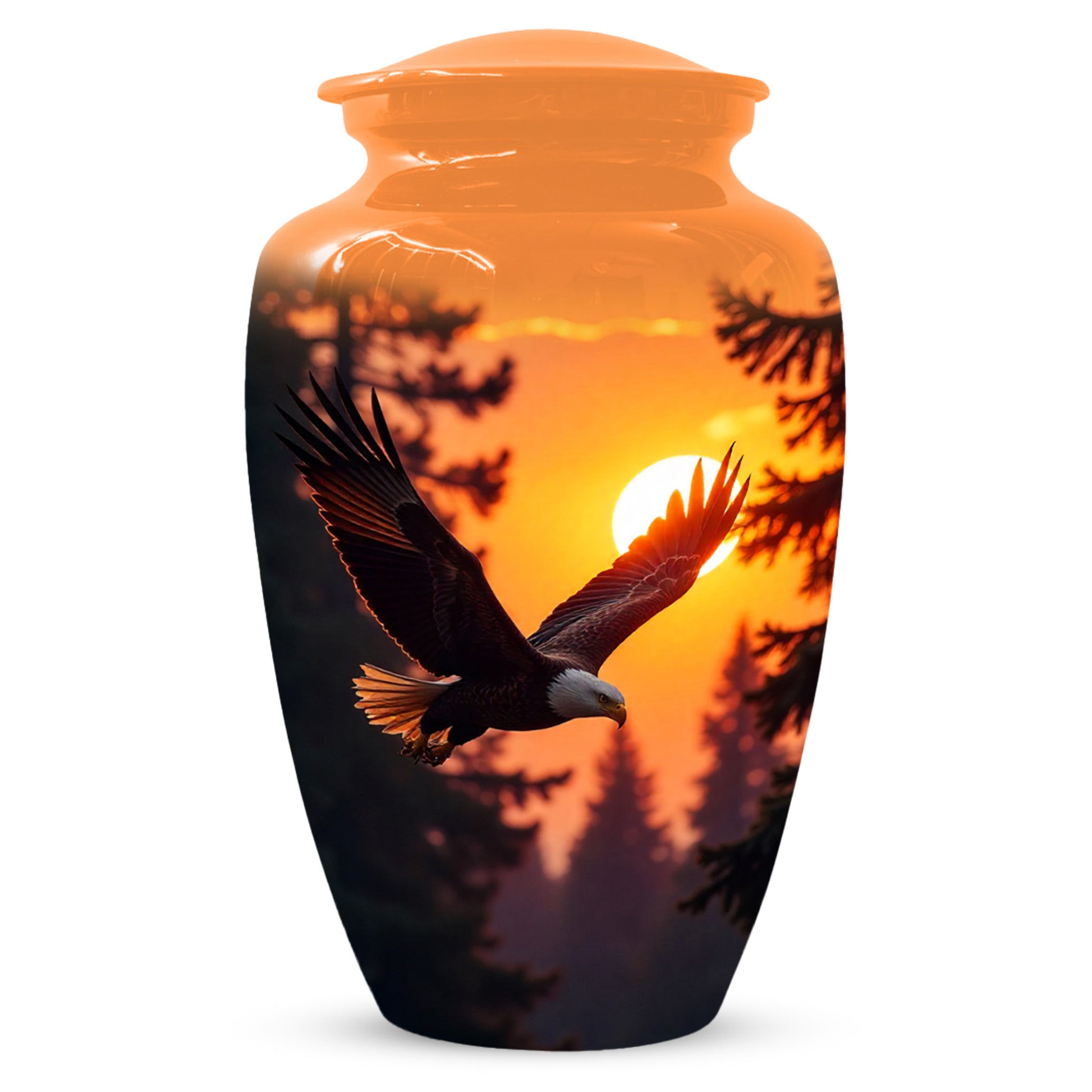 Eagle Sunset Urn for Human Ashes | Majestic Eagle Adult Cremation Urn | Sunset Memorial Funeral Urn
