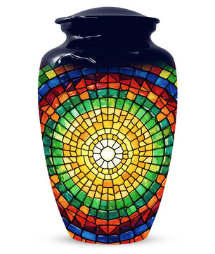 Stained Glass Memorial Urn for Ashes – Custom Rainbow Mosaic Cremation Urn for Mom& Dad - Women & Men,