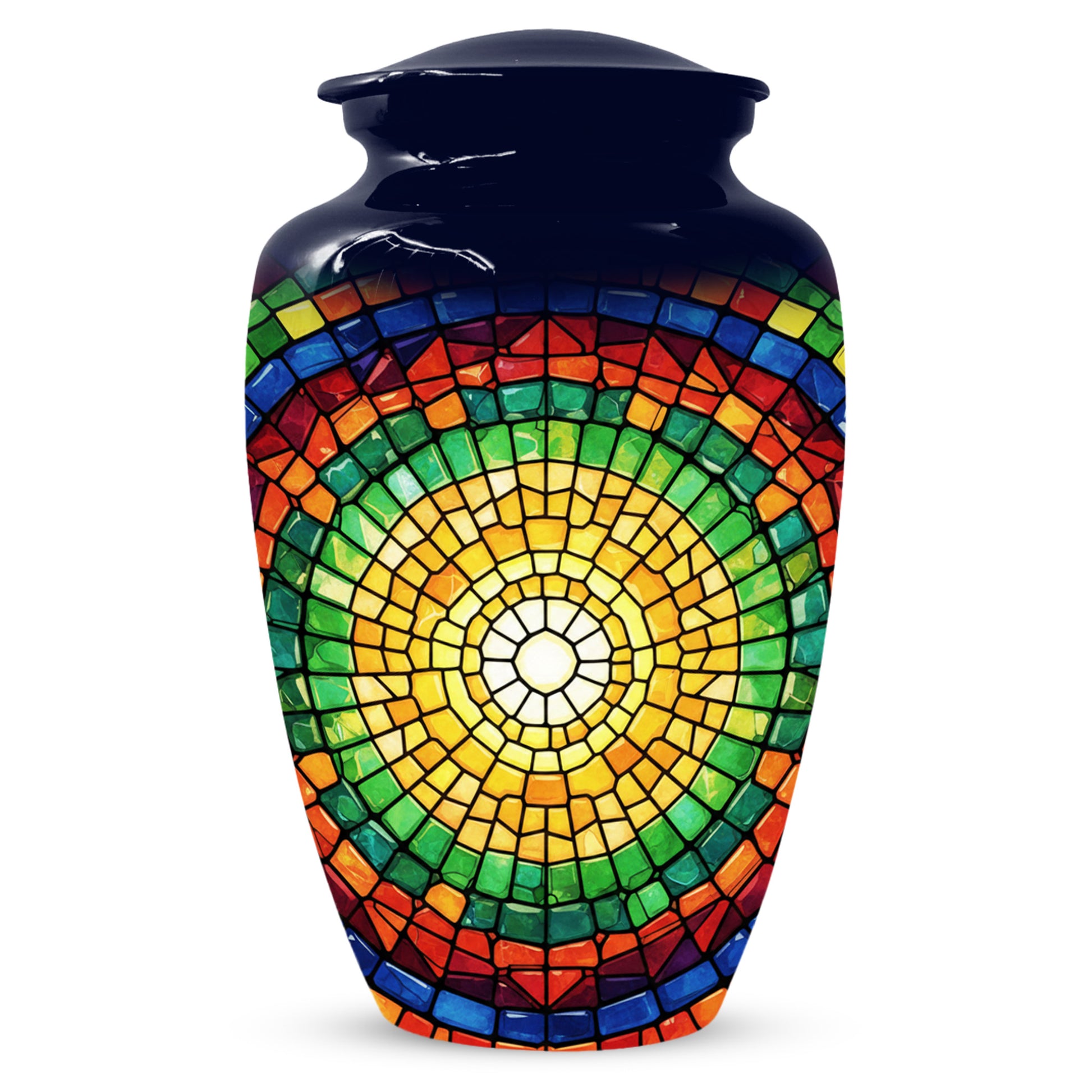 Stained Glass Memorial Urn for Ashes – Custom Rainbow Mosaic Cremation Urn for Mom& Dad - Women & Men,