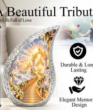 Heavenly Stairway Cremation Urn for Adult Ashes, Golden Heaven Memorial Urn