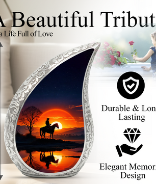 Cowboy Sunset Adult Urn for Human Ashes – Western Cowboy Cremation Urn