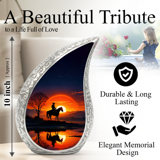Cowboy Sunset Adult Urn for Human Ashes – Western Cowboy Cremation Urn
