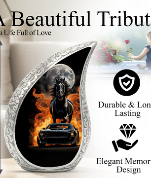Muscle Car Cremation Urn for Dad – Personalized Urn for Father | Horse Memorial Adult Cremation Urn for Men