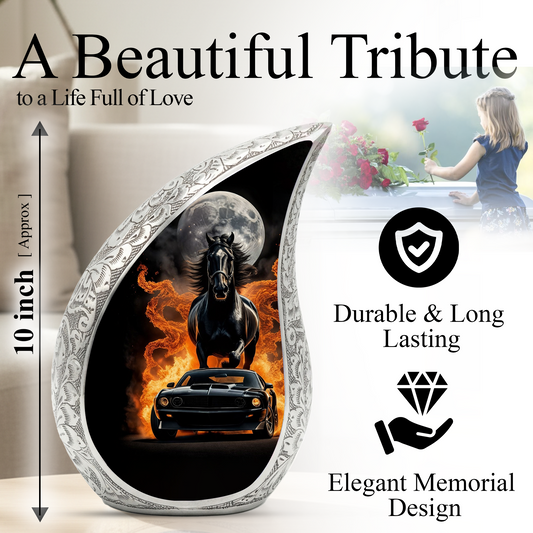 Muscle Car Cremation Urn for Dad – Personalized Urn for Father | Horse Memorial Adult Cremation Urn for Men