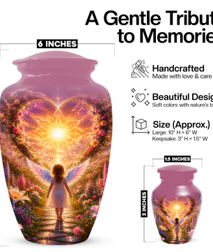 Angel Wing Cremation Urn for Mom - Heavenly Garden memorial urn for Women
