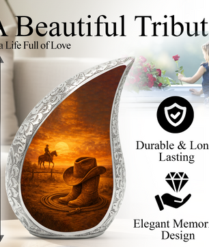 Western Urn for Human Ashes| Cowboy Urn |Personalized Urn for Dad