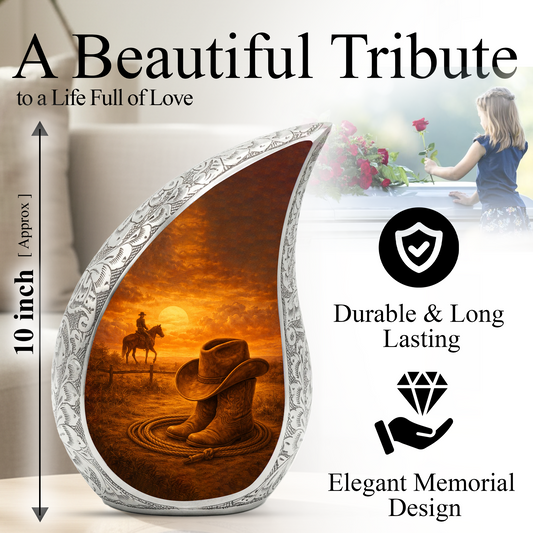 Western Urn for Human Ashes| Cowboy Urn |Personalized Urn for Dad