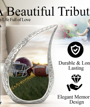 Football Urn for Dad | Adult Cremation Urn | Personalized Memorial Urn for Father, Men & Loved Ones