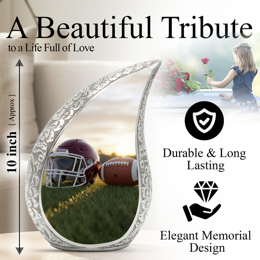 Football Urn for Dad | Adult Cremation Urn | Personalized Memorial Urn for Father, Men & Loved Ones