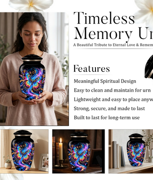 Colorful Butterfly Cremation Urn for Adult Ashes, Personalized Memorial Urn, Rainbow Butterfly Adult Urn for Human Ashes, Celestial Funeral Urn