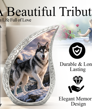 Large Husky Dog Cremation Urn - Siberian Memorial Keepsake Urns For Pet Ashes