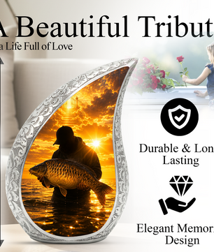 Fishing Cremation Urn for Dad – Gone Fishing Adult Male Memorial Urn for Human Ashes