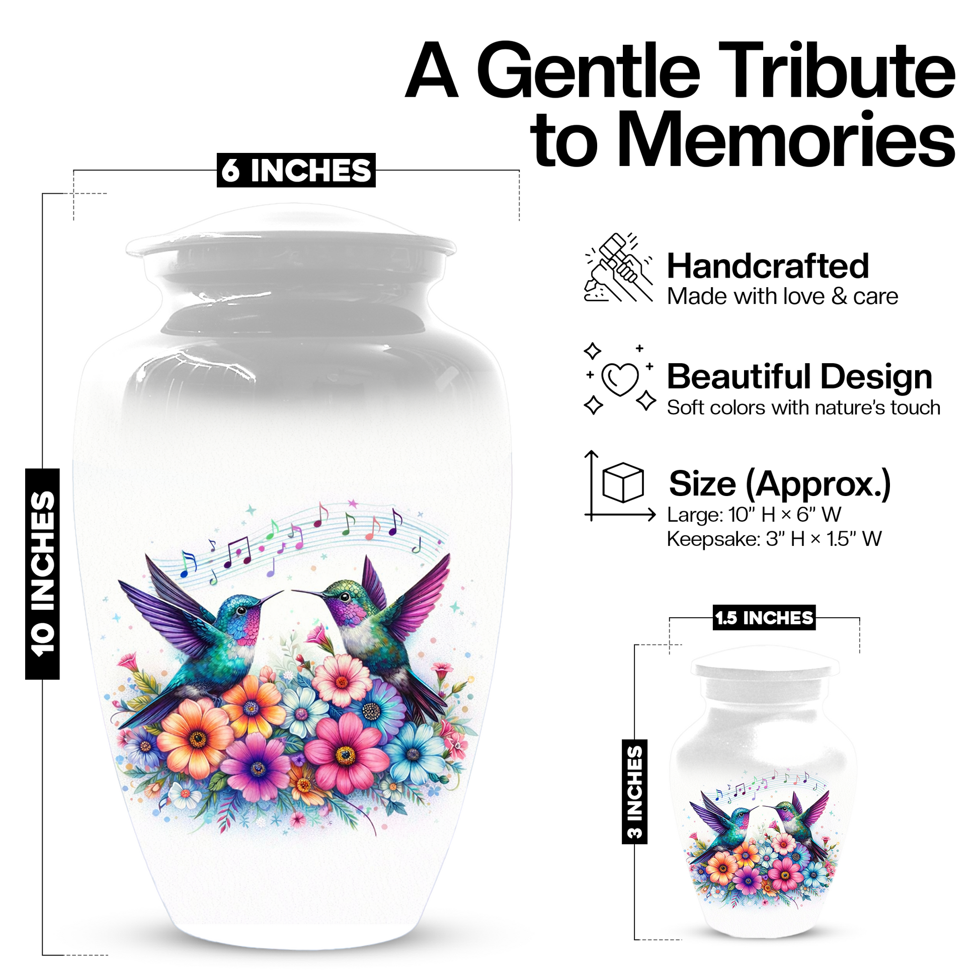 Personalized Hummingbird Cremation Urn for Human Ashes | Custom Adult Urn