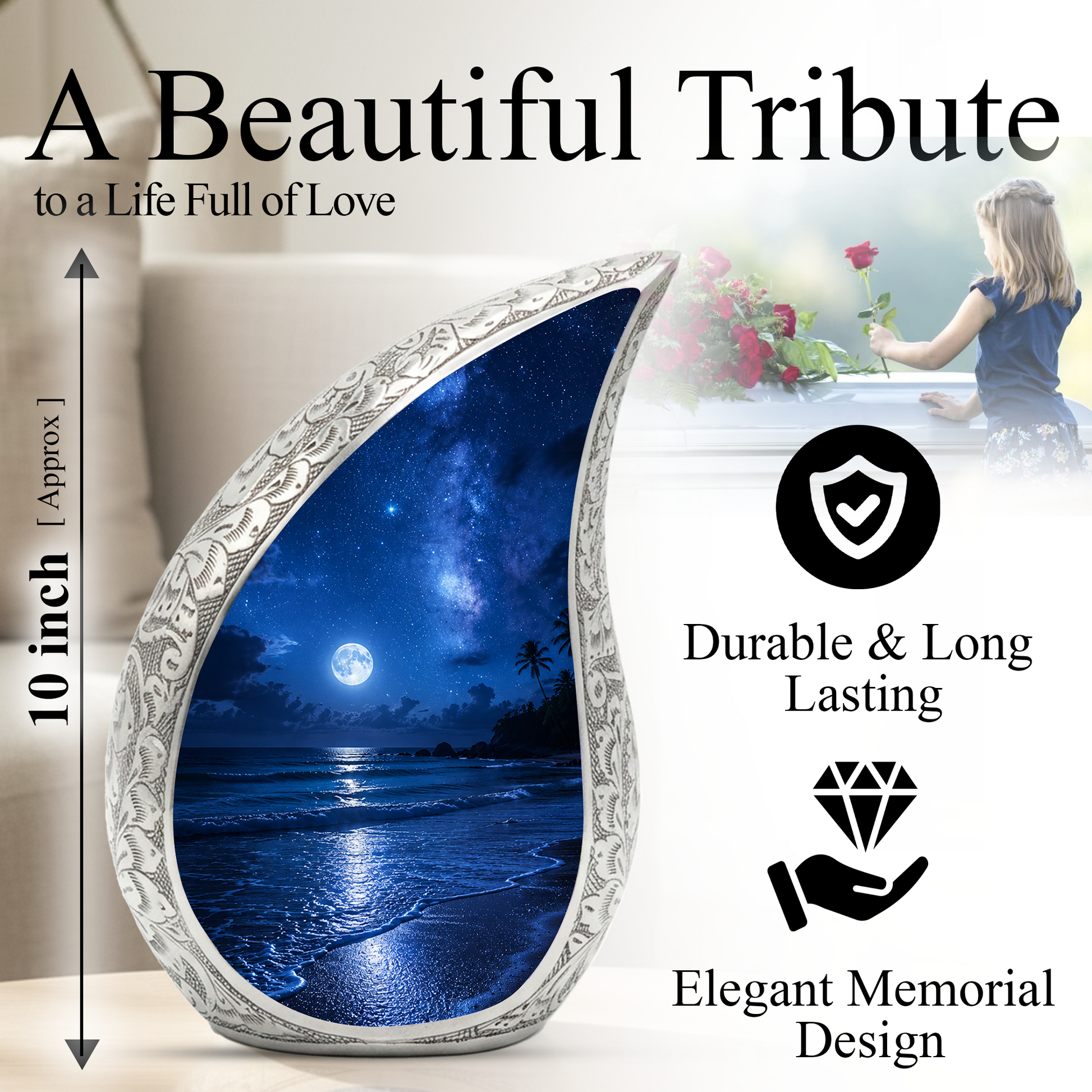 Ocean Beach Urn for Human Ashes | Beach Urns, Ocean Wave Cremation Urn