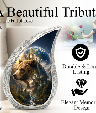 Bear Urn for Human Ashes | Powerful Bear Adult Cremation Urn | Wildlife Memorial Urn