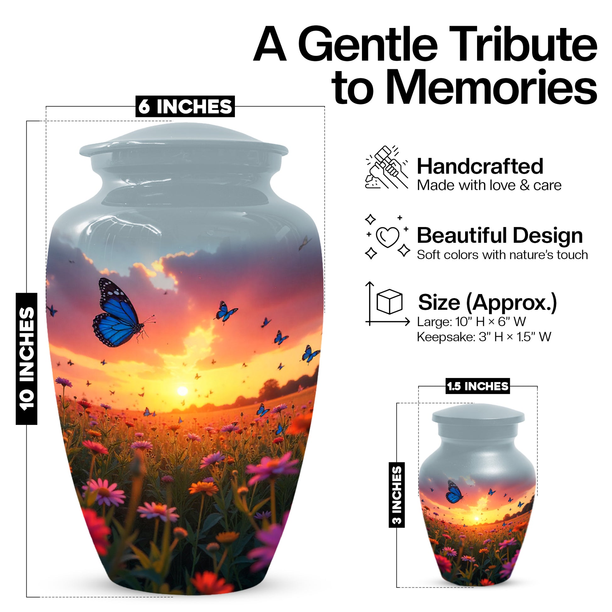 Butterfly Urn for Human Ashes | Elegant Butterfly Cremation Urn for Adult Memorial