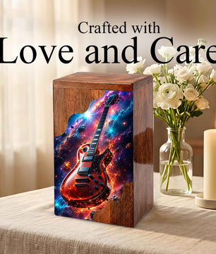 Guitar Wooden Cremation Urn – Wooden Urn for Human Ashes