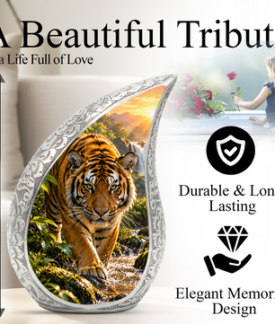 Tiger Cremation Urn for Dad -  Bengal Tiger Memorial Urn for Ashes
