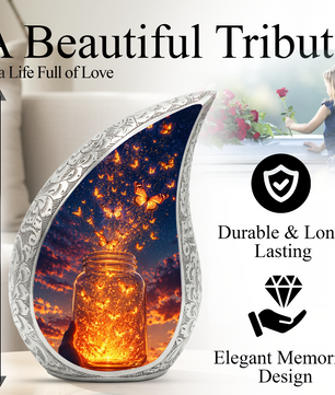 Butterfly Sunset Urn for Ashes | Glowing Butterfly Cremation Urn, Butterfly Urn for Human Ashes, Beautiful Memorial Urn