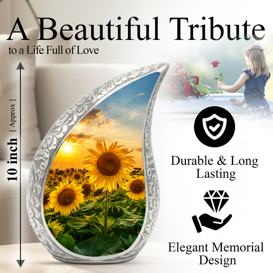 Sunflower Urn for Human Ashes | Beautiful Sunflower Cremation Urn for Mom & Women