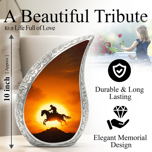 Cowboy Sunset Cremation Urn for Dad