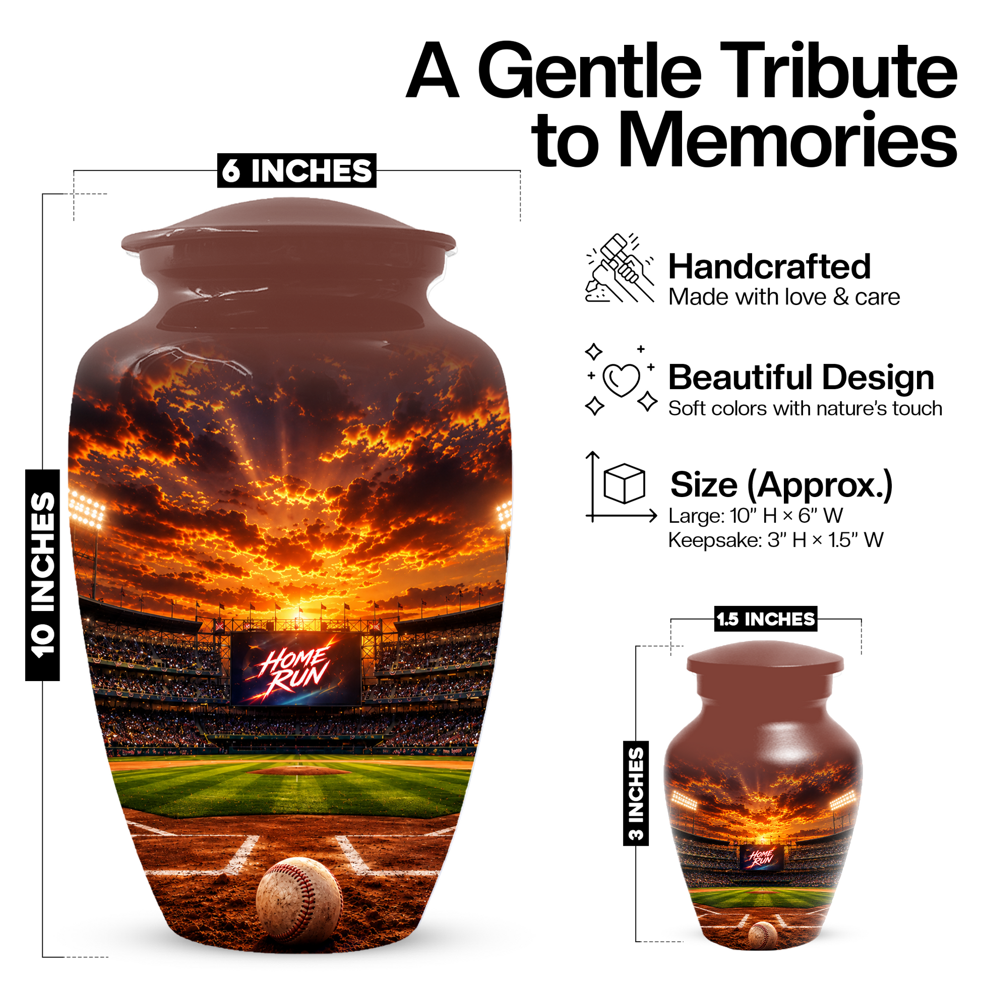 Baseball Memorial Urn for Dad - Personalized Cremation Urns for Ashes