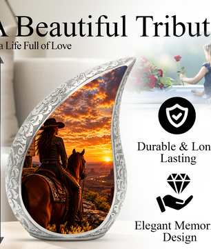 Cowboy Cremation Urn for Ashes, Western Horse Memorial Urn, Personalized Adult Urn