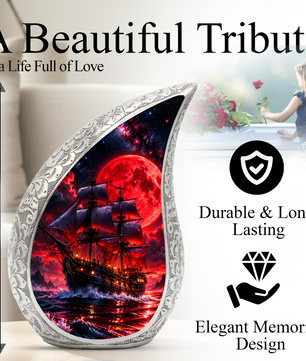 Pirate Ship Cremation Urn for Ashes, Nautical Memorial Urn, Ocean Themed Urn for Men